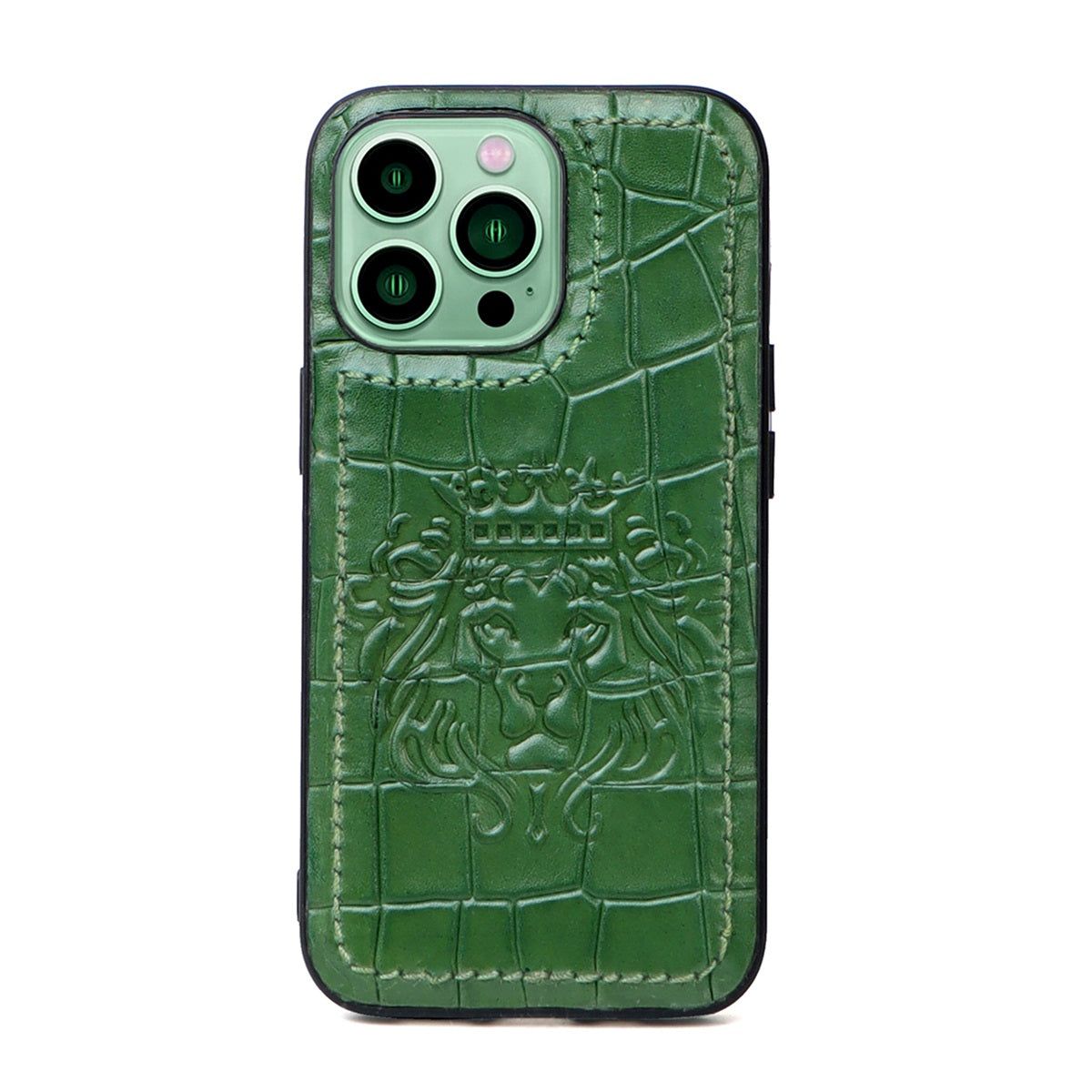 Apple iPhone Series sky Green Deep Cut Lion Embossed Mobile Cover-11