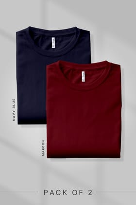 Pack 2 - Navy Blue, Maroon - Classic Crew-S