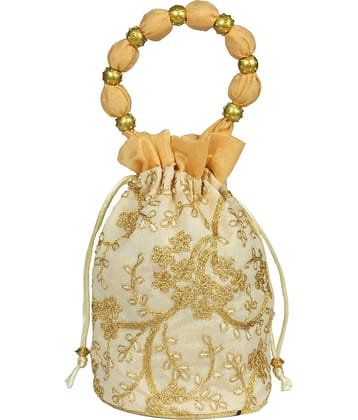 SUNESH CREATION Yellow Silk Potli