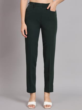 Regular Fit Mid Waist Trouser - Bottle Green-4XL