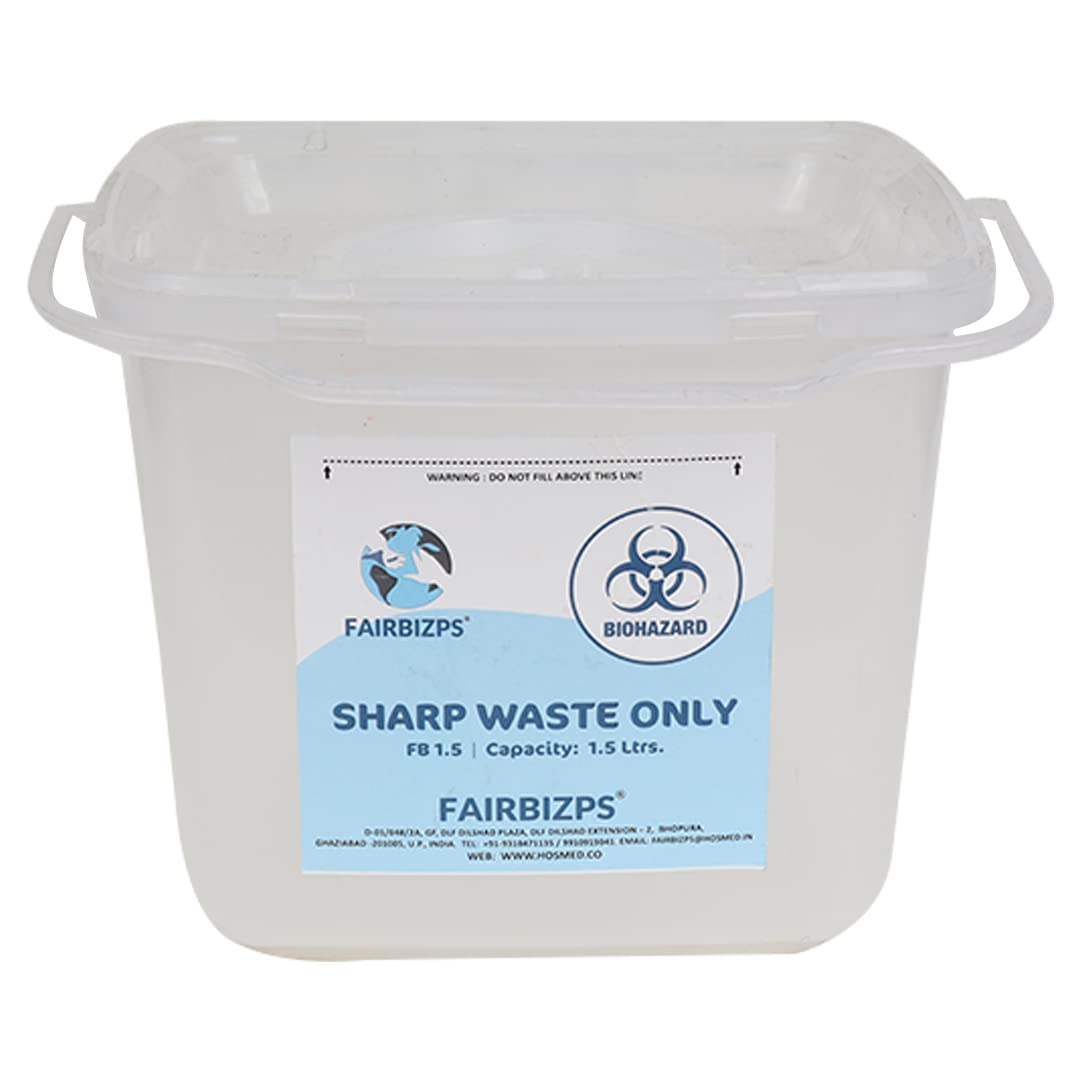 FAIRBIZPS Bio-Medical Sharps Container with Puncture Proof for Needles, Metallic Implants-Capacity 1.5Liter