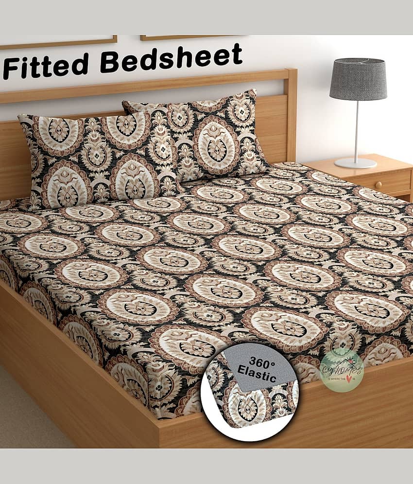 CG HOMES Microfibre 1 Double Fitted Bedsheet with 2 Pillow Covers ( 220 cm x 220 cm ) , Gray