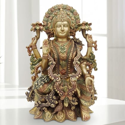 Brass Showpiece Laxmi Colored Statue (BSMAS1124 L)