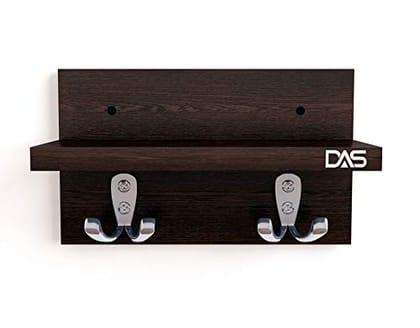 DAS Wall Mounted Home Décor Key Chain Holder/Organizer Key Hooks with Wall Shelf Display Rack Wenge (4 Hooks)- WINI DAS Wall Mounted Home Décor Key Chain Holder/Organizer Key Hooks with Wall Shelf Display Rack Wenge (4 Hooks)- WINI