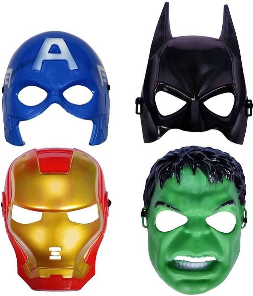 ZYOZI Party Decoration Super Hero Cartoon Plastic - Avengers Birthday Party Props Return Gift-  Kids 4 Pcs Avengers Heroes Cosplay Boy Girl Toy Hulk, Captain America, Iron Man, Batman- Great Halloween (Set of 4)