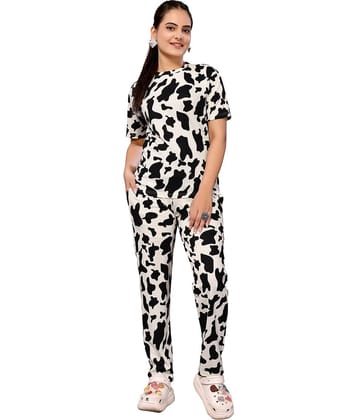 NightBlue Black Crepe Women's Nightwear Nightsuit Sets ( Pack of 1 )