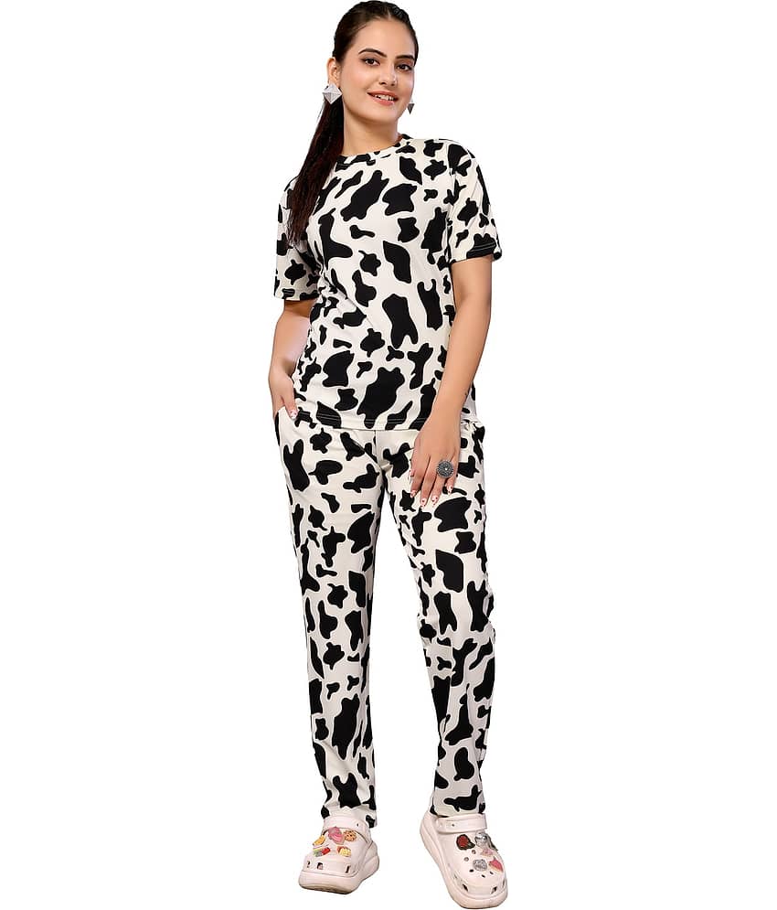 NightBlue Black Crepe Women's Nightwear Nightsuit Sets ( Pack of 1 )