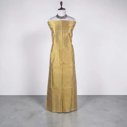 Andhra Silk Cotton Dress Material Golden Yellow Zari Stripe
