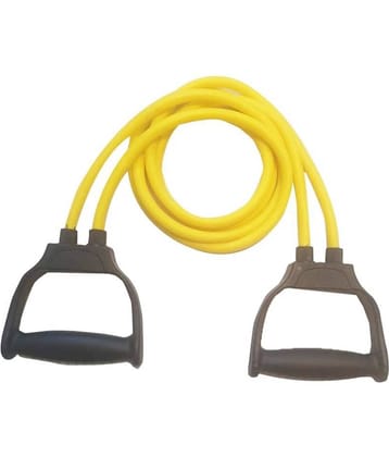 Double Toning Resistance Tube Heavy Quality Pull Rope Elastic Rubber Exercise Band for Stretching, Workout, Home Gym and Toning with Heavy Quality Grip D Shaped Handles for Men and Women(YELLOW)
