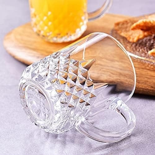 Premium Glass Coffee Mug| 230 ML| Glass Cups Set for Green, Herbal, Lemon Tea | Hot-Cold Drinks Cups | Pack of 6 |