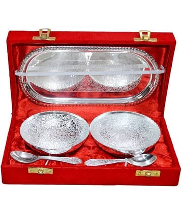 Urban hemlet Silver Matte Finish Brass Bowls - 5 Pcs