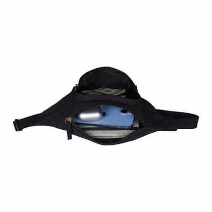 Black Adjustable Waist Pouch Bag, For Gift, Zipper