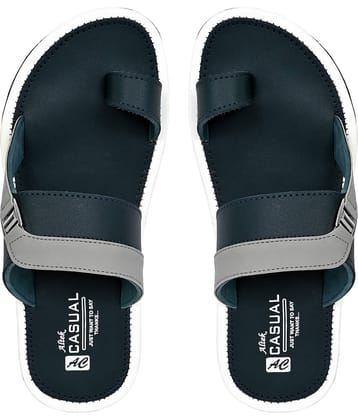 Chappal Wala Navy Men's Leather Slipper