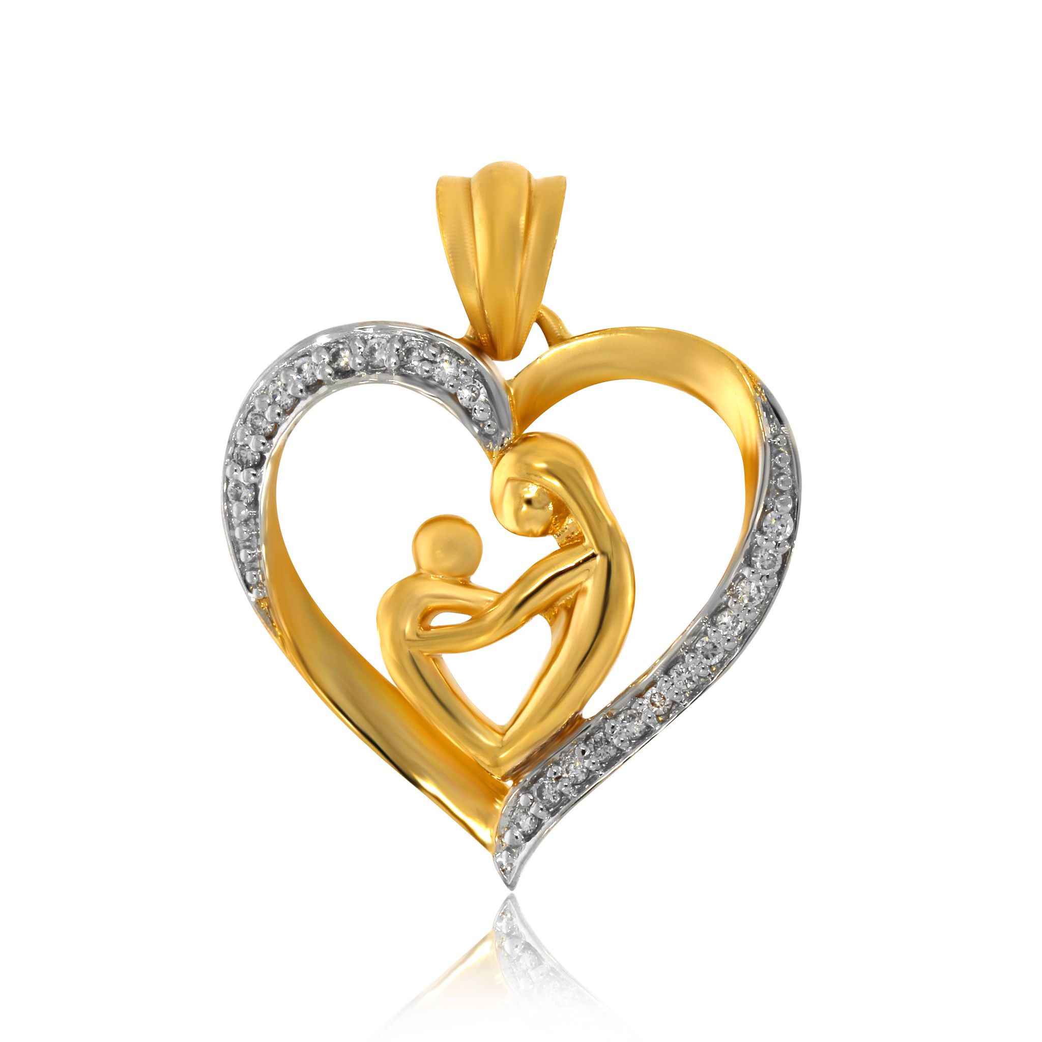 Senco Gold Affectionate Diamond Pendant (3 gram / 0.1 Ct / HI-SI / 14K Yellow Gold)