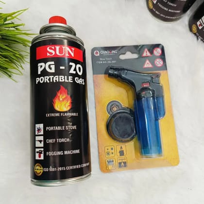 Butane Gas Can 500ml + Gas Lighter Blow Torch