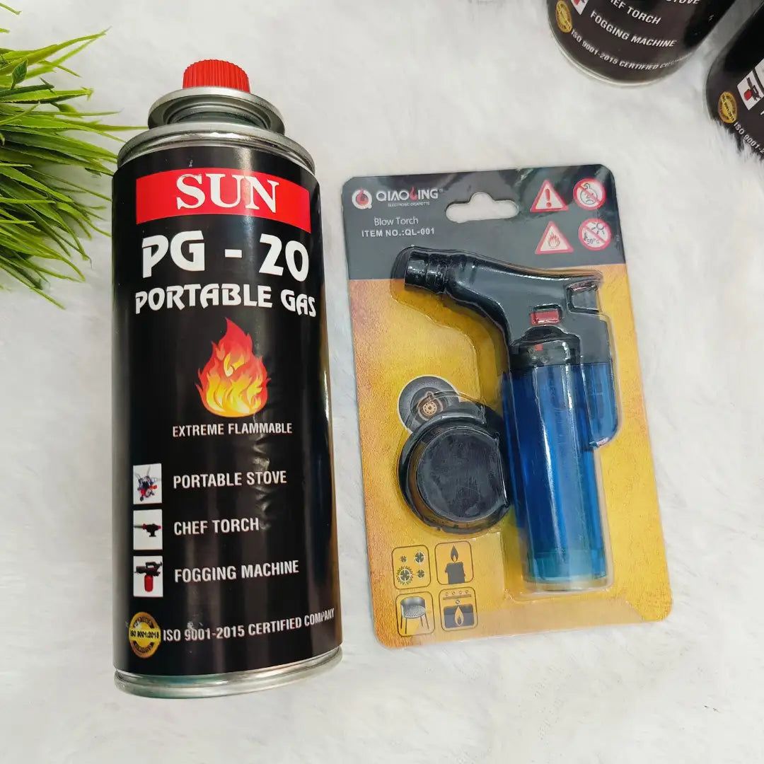 Butane Gas Can 500ml + Gas Lighter Blow Torch