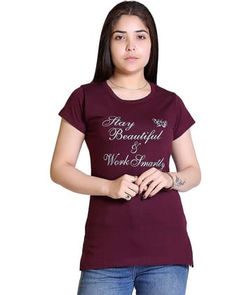 Ogarti Women Cotton Blend Printed Regular Fit Round Neck T-Shirt ( Navy )