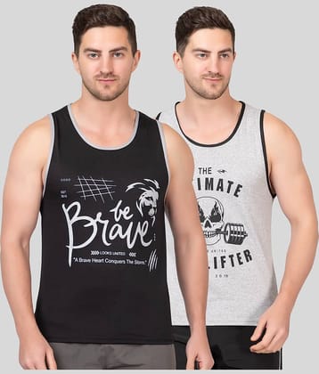 Looks United Pack of 2 Cotton Sleeveless vest For Men ( Multi )