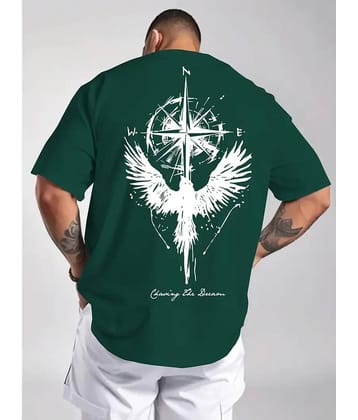 Glito Cotton Blend Regular Fit Printed Half Sleeves Men's Round T-Shirt - Green ( Pack of 1 )