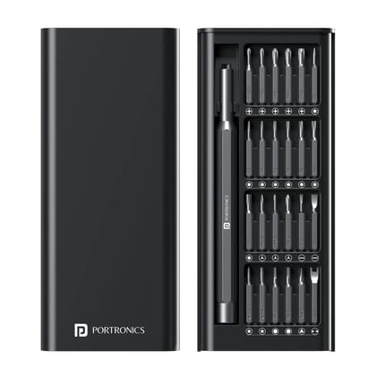 Portronics Bit Box,24-in-1 Screwdriver Kit (Black)