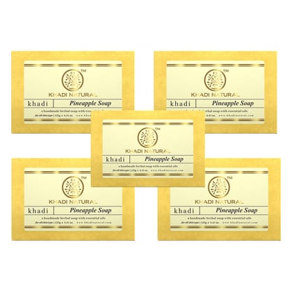 Khadi Natural Pineapple Soap Combo Pack Of 5 – 125gm Each Khadi Natural Pineapple Soap Combo Pack Of 5 – 125gm Each