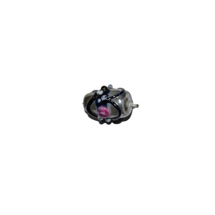 Wedding Cake Beads (Vintage) Handmade Lampwork Glass Beads (Tube), VGM-077-Per Packet 25 Pcs / 14X8 MM / Gray