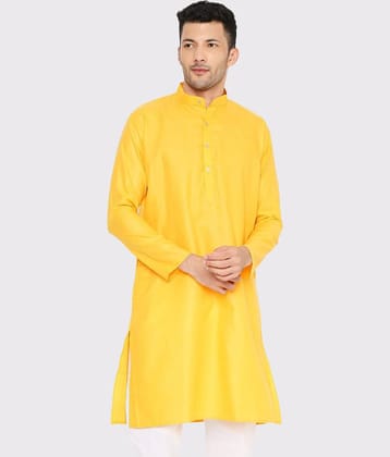 Maharaja - Yellow Cotton Blend Men's Regular Kurta ( Pack of 1 )