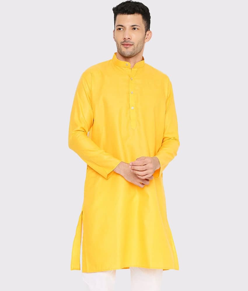 Maharaja - Yellow Cotton Blend Men's Regular Kurta ( Pack of 1 )