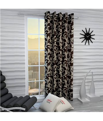 Home Sizzler Single Window Semi-Transparent Eyelet Polyester Curtains Brown