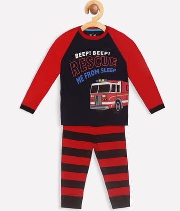 Lazy Shark Pack of 1 Boys Cotton Blend Nightsuit Set ( Navy Blue )