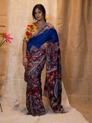 Nilaam silk kalamkari Saree