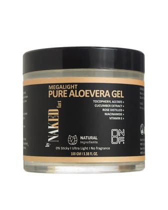 By NAKED fact Megalight 0 % Sticky Aloe Vera Gel for Skin & Hair with Pure Aloe Vera Leaf Juice, Cucumber Extract, Niacinamide & Vitamin E, Hydrates & Soothes Irritated Skin, Keeps Scalp Healthy, For Men & Women, 100gm