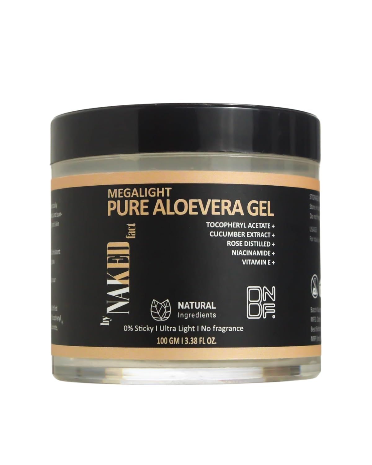 By NAKED fact Megalight 0 % Sticky Aloe Vera Gel for Skin & Hair with Pure Aloe Vera Leaf Juice, Cucumber Extract, Niacinamide & Vitamin E, Hydrates & Soothes Irritated Skin, Keeps Scalp Healthy, For Men & Women, 100gm