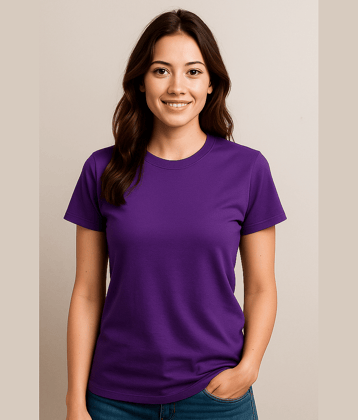 Dongli Women Polyester Solid Regular Fit Round Neck T-Shirt ( Purple )