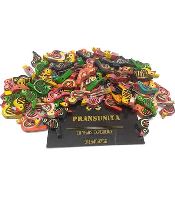 Vardhman 50 pcs Wooden Multicolored Bird Beads Size 3 cm for Jewellery Making, Dresses,Beading, Art and Crafts and Craft Work