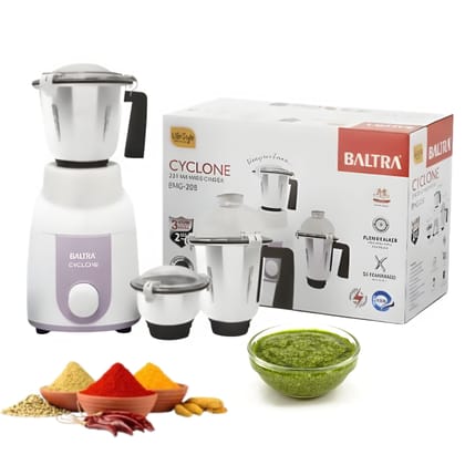 Baltra Mixer Grinder 1000W | Powerful Motor with Overload Protector | 3 Stainless Steel Jars | Heavy-Duty Grinding for Indian Kitchen | Ideal for Dry & Wet Grinding | Made for Cooking | 2Year Warranty