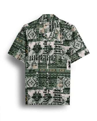"Embrace Elegance: Classy Green Iraq Style Half Sleeve Shirt for Men by GlamaStitch"-S