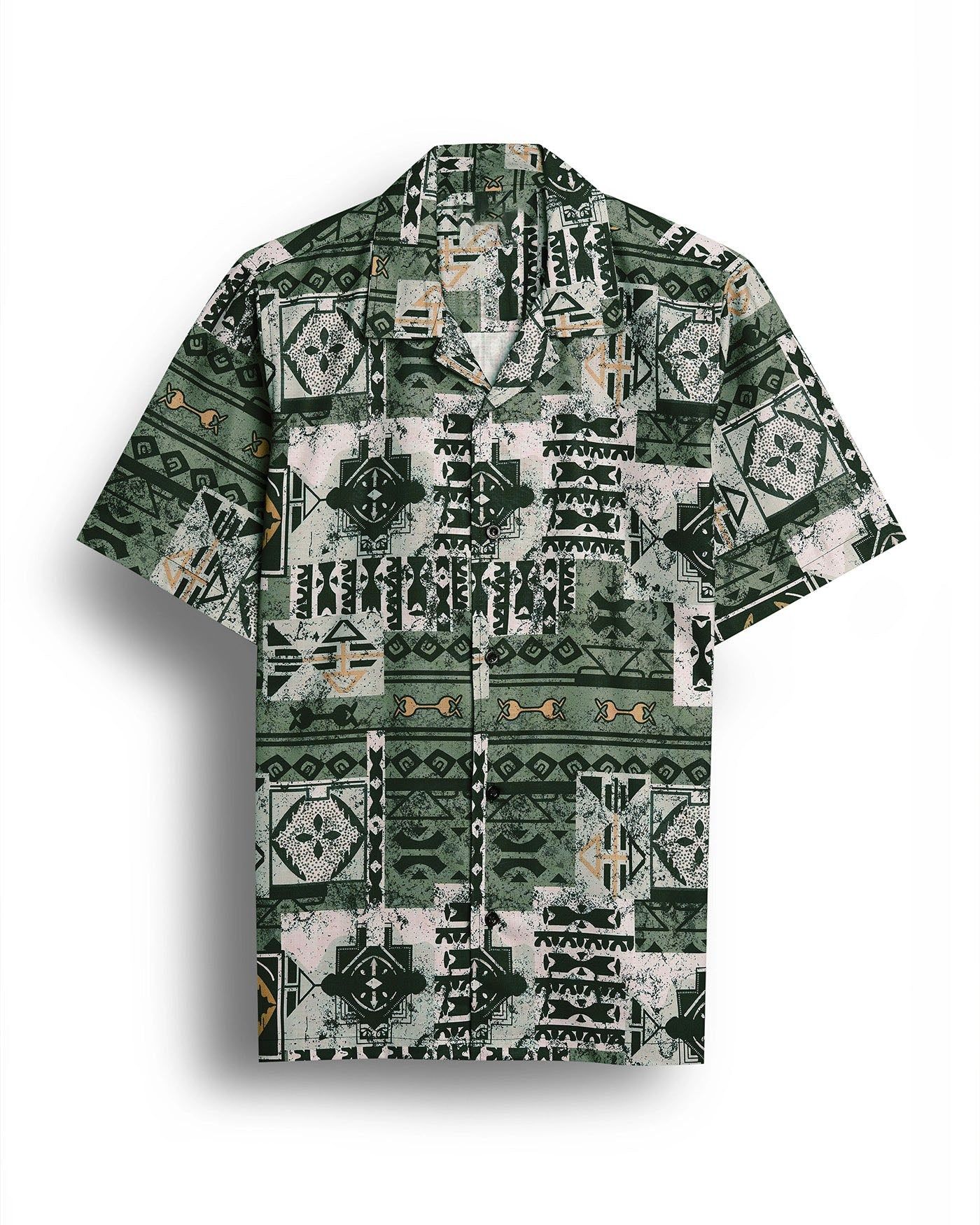 "Embrace Elegance: Classy Green Iraq Style Half Sleeve Shirt for Men by GlamaStitch"-S