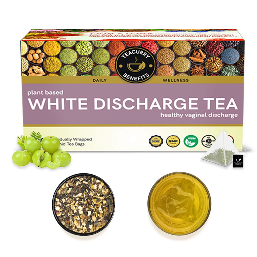 TEACURRY White Discharge Tea (1 Month Pack, 30 Tea Bags) - Helps With White Discharge, Itching, Burning Sensation