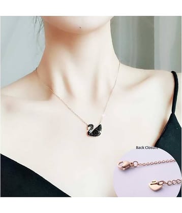 Darshini designs latest Style Imported Rose Gold Plated Black Swan Pendent With Chain Alloy Pendant