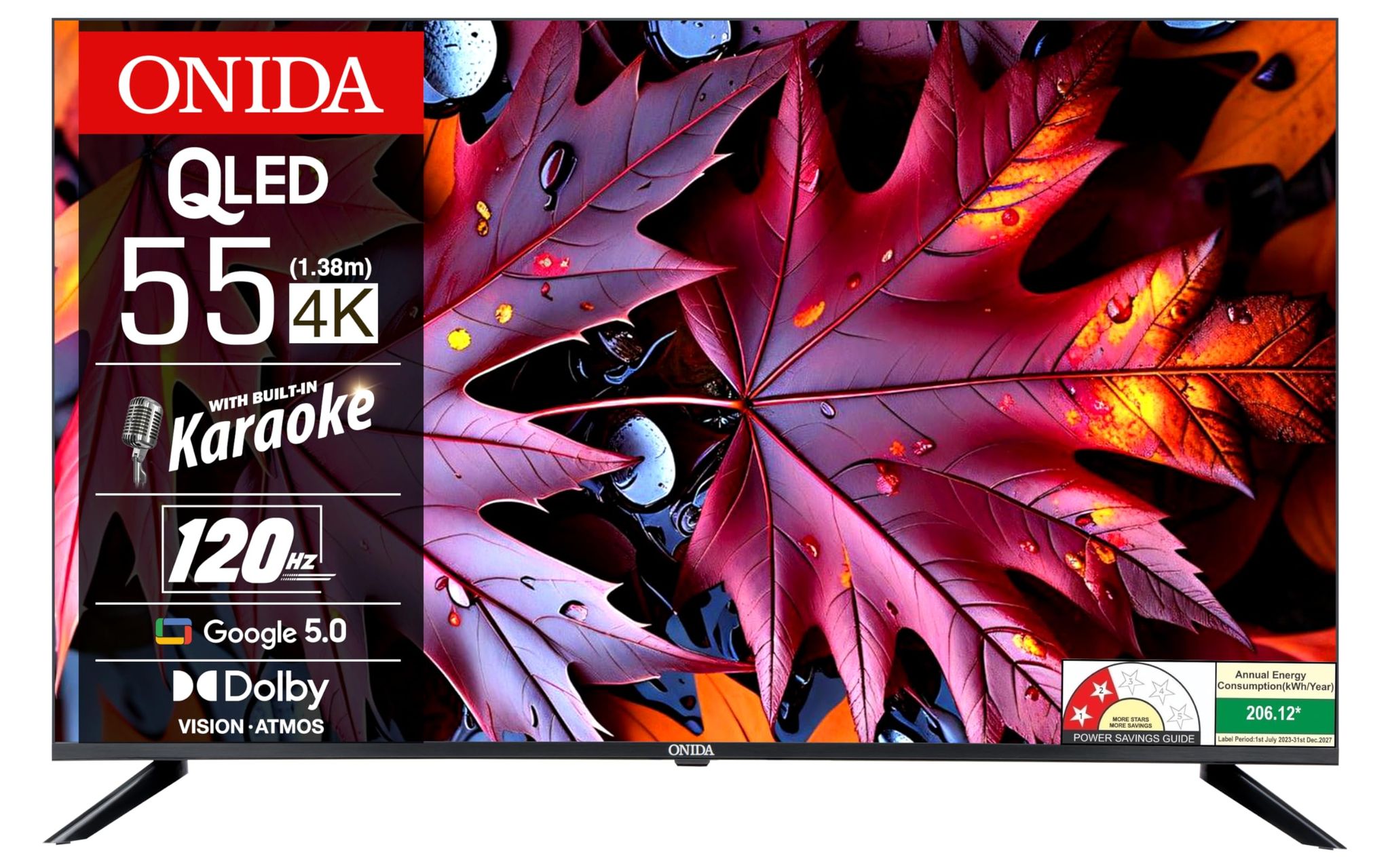 Onida 139 cm (55 inches) Nexg Karaoke Series 4K QLED Smart Google TV Q55UGI120 Onida 139 cm (55 inches) Nexg Karaoke Series 4K QLED Smart Google TV Q55UGI120 - Black / 55 inches