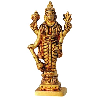 Brass Vishnu Ji Idol Statue - Spiritual Puja Mandir Decor, Height : 2.5 Inch (BSMAS1459 V)