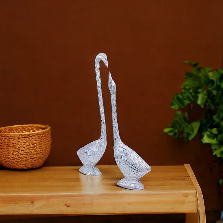 Aluminium Swan Pair Silver Color