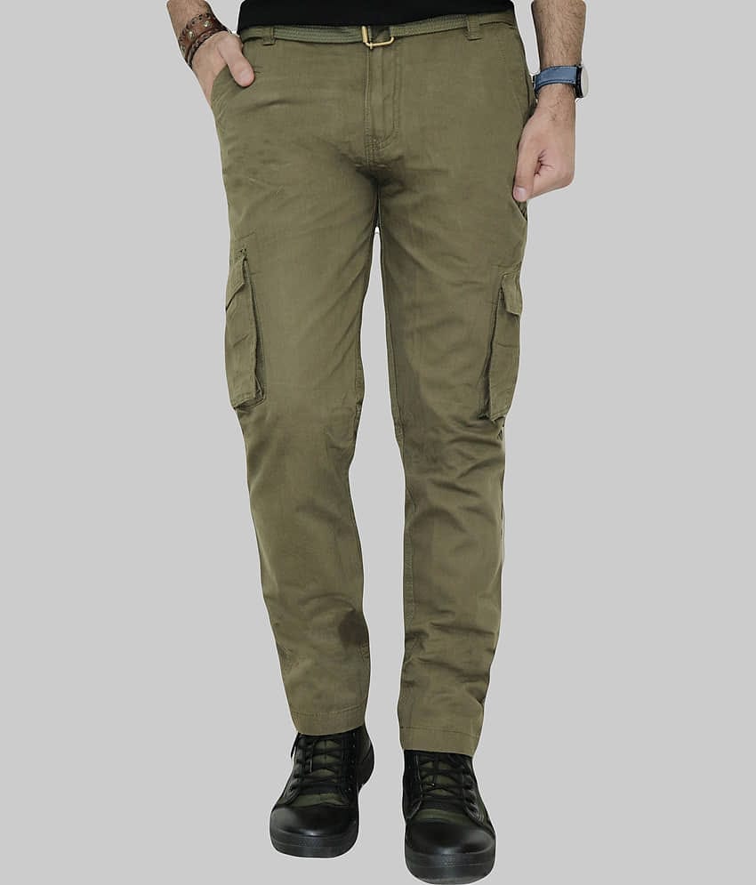 WARBURG Regular Flat Men's Cargos - Light Green ( Pack of 1 )