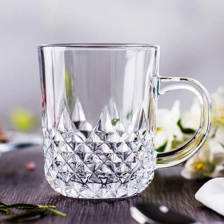 Premium Glass Coffee Mug| 230 ML| Glass Cups Set for Green, Herbal, Lemon Tea | Hot-Cold Drinks Cups | Pack of 6 |
