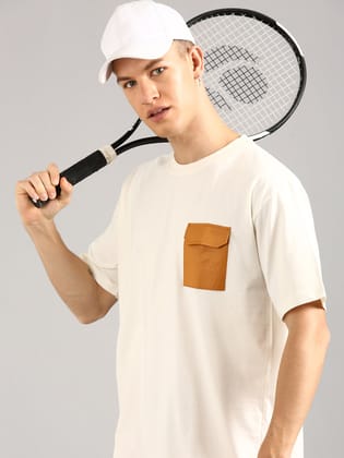 White & Orange Printed Regular Fit Co-Ords Set-S