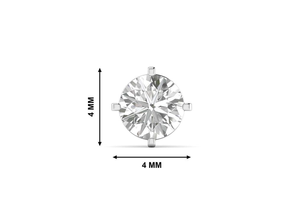Round Solitaire CZ Ear Stud For Him (1 Pc Only)