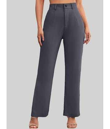 CHALODIA - Grey Cotton Blend Straight Women's Casual Pants ( Pack of 1 )