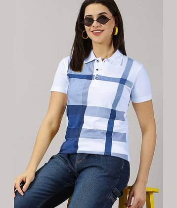 AUSK Women Cotton Blend Checks Regular Fit Polo Collar T-Shirt ( Mustard )