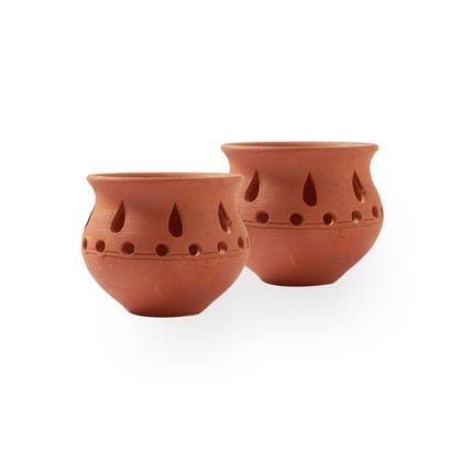 Eyaas Clay Matka Diya Set of 2